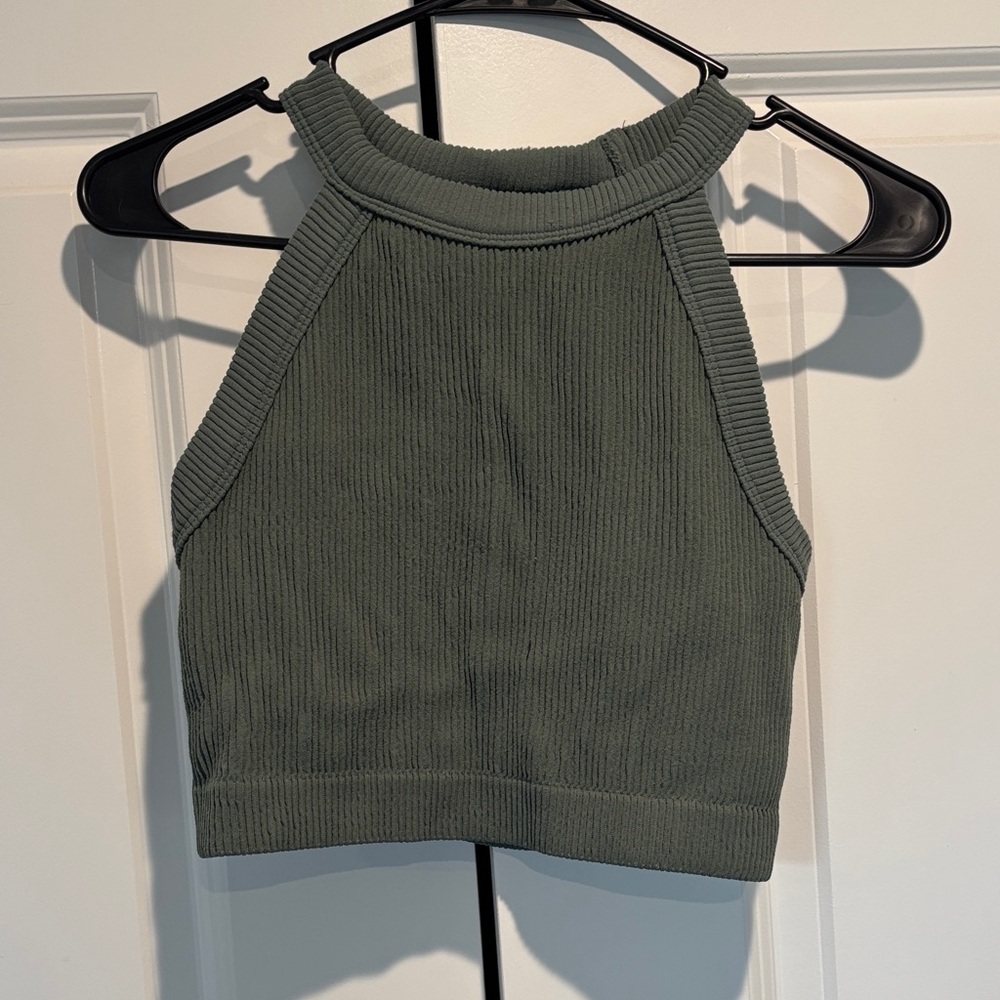 Aerie Olive Ribbed Crop Top